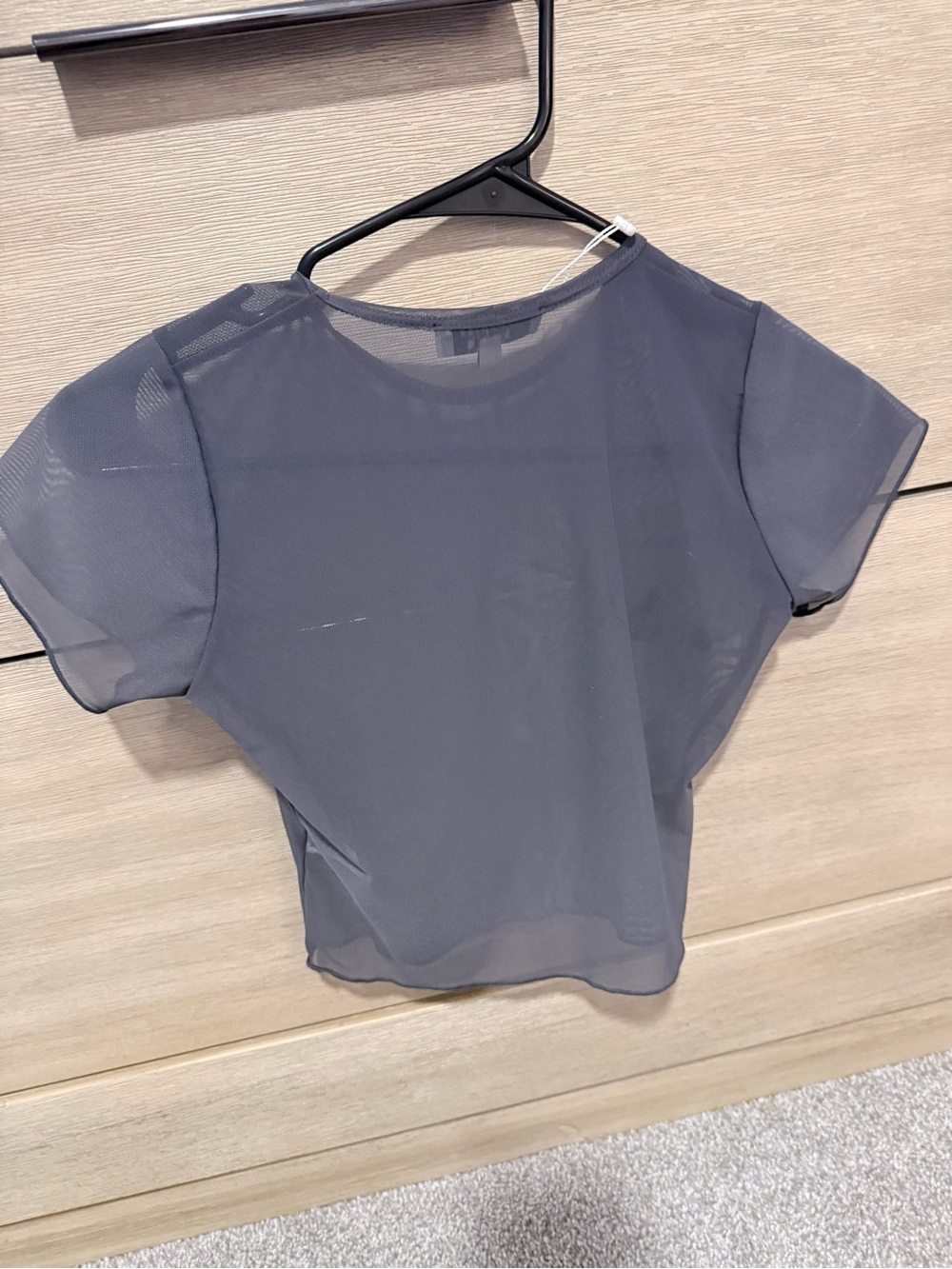 Frankie's Bikinis Charcoal Galaxy Gray Sheer Mesh Short Sleeve Lauryn Top - Picture 4 of 9